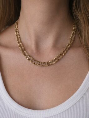Christian Dior Classic Gold Triple Rope Chain Necklace - Women's Jewelry
